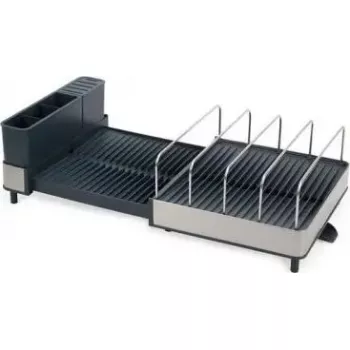 Scolapiatti Joseph Joseph Extend Max Steel design compatto, scolapiatti pieghevole per piatti e posate