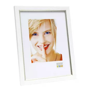Portafoto singolo Deknudt S46AF1 argento bianco MDF plastica 318x12x418mm