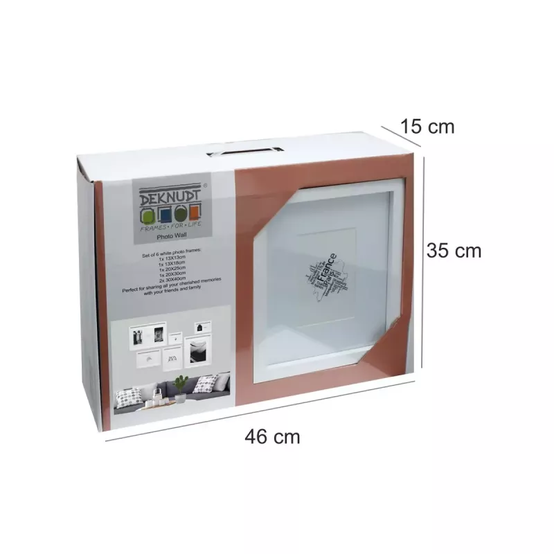 Set portafoto Deknudt S46YK1 bianco MDF vetro legno
