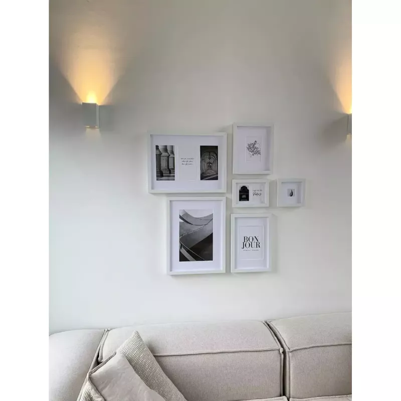 Set portafoto Deknudt S46YK1 bianco MDF vetro legno