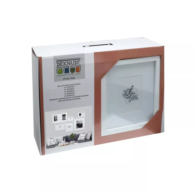 Set portafoto Deknudt S46YK1 bianco MDF vetro legno