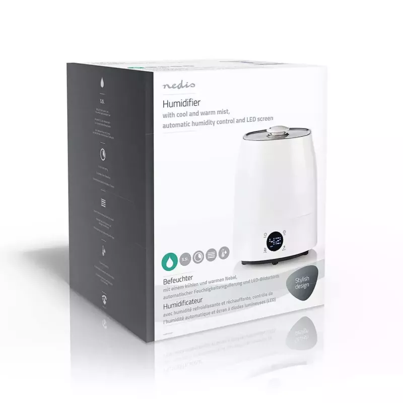 Umidificatore Nedis HUMI120CWT — umidificatore ambiente compatto in bianco/grigio