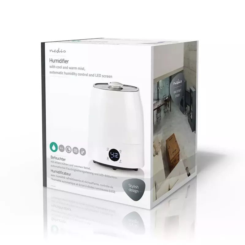 Umidificatore Nedis HUMI120CWT — umidificatore ambiente compatto in bianco/grigio