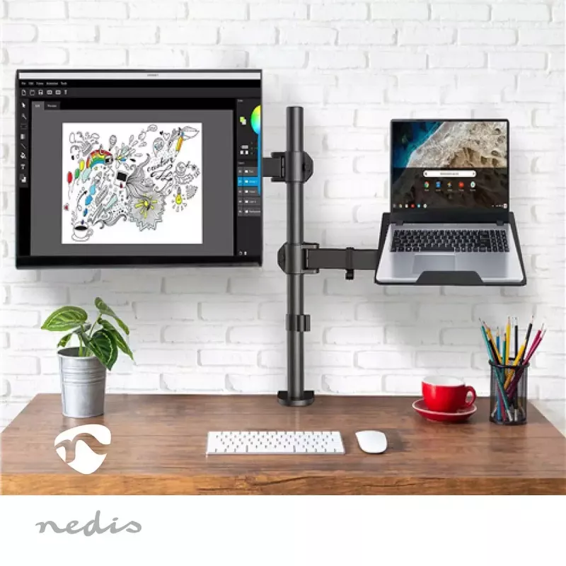 Supporto monitor Nedis MMSISNB110BK 81,3 cm 32 pollici scrivania nero