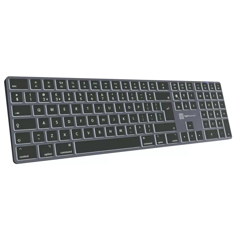 Tastiera full-size LogicKeyboard SKB-TM-UK USB + Bluetooth, QWERTY UK English, Titanium