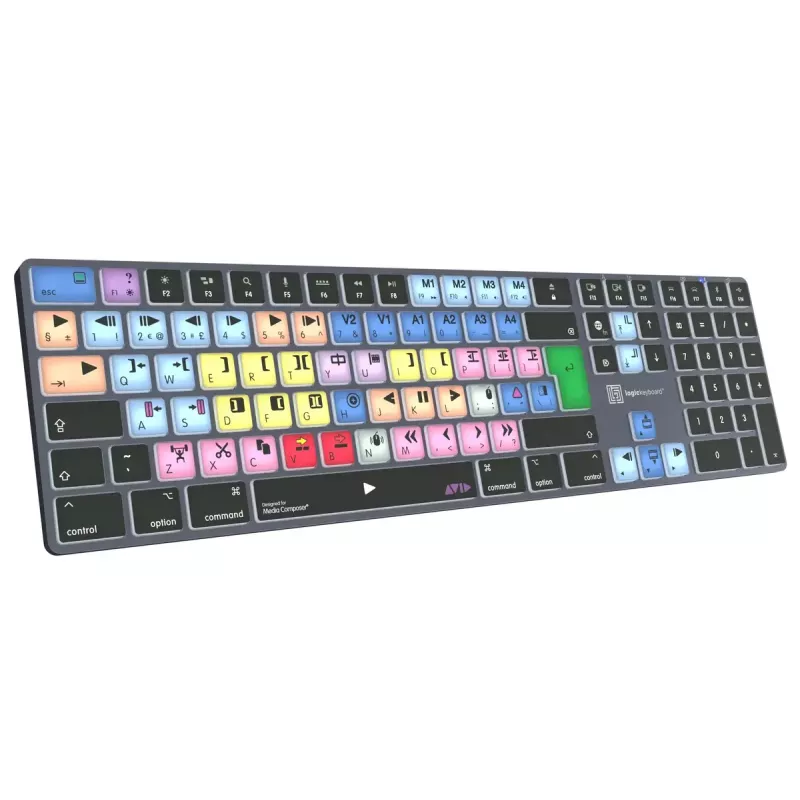 Tastiera full-size Bluetooth LogicKeyboard LKB-MCOM4-TM — layout tedesco QWERTZ, 109 tasti, Titanium grigio