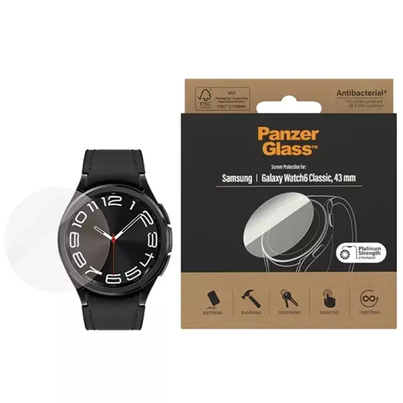 Protezione display PanzerGlass per Samsung Galaxy Watch6 43mm AB – vetro temperato, modello 3685