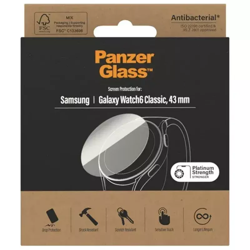 Protezione display PanzerGlass per Samsung Galaxy Watch6 43mm AB – vetro temperato, modello 3685