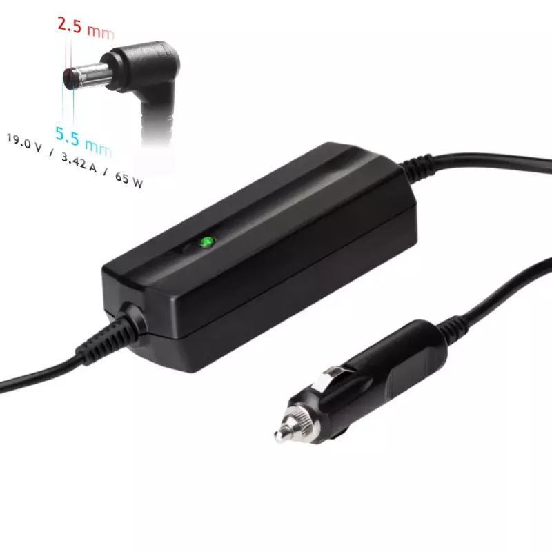 Alimentatore da auto per notebook Akyga AK-ND-31 per Asus / Toshiba, 65 W, 19 V / 3,42 A, 5,5 x 2,5 mm, ingresso 12 V