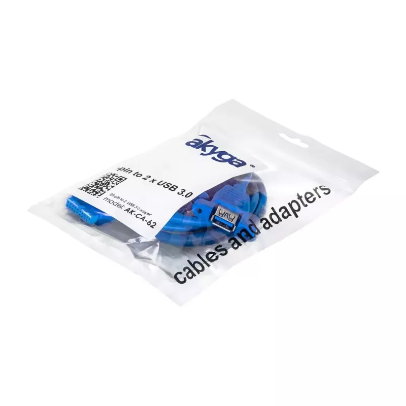 Cavo adattatore interno USB 3.0 Akyga AK-CA-62, header 19 pin a 2 x connettore femmina USB-A, 0,65 m