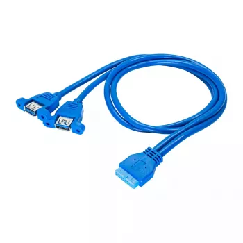 Cavo adattatore interno USB 3.0 Akyga AK-CA-62, header 19 pin a 2 x connettore femmina USB-A, 0,65 m