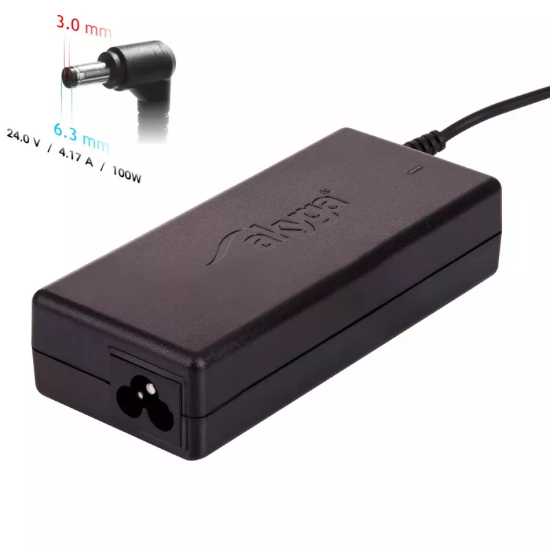 Alimentatore Akyga AK-ND-73 per stampanti Zebra, 100 W, 24 V, 4,17 A, connettore angolare 6,3 x 3,0 mm