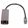 Adattatore Akyga AK-AD-65 da USB-C a Ethernet Gigabit, RJ45, 15 cm, argento