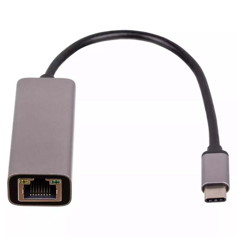 Adattatore Akyga AK-AD-65 da USB-C a Ethernet Gigabit, RJ45, 15 cm, argento