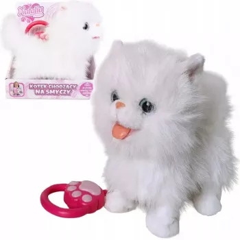 Gatto interattivo in peluche con guinzaglio Artyk modello 185564 bianco