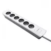 Ciabatta Qoltec 50297, 1,8 m, 6 prese AC per interni, grigio bianco