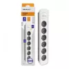 Ciabatta Qoltec 50297, 1,8 m, 6 prese AC per interni, grigio bianco
