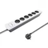 Ciabatta Qoltec 50297, 1,8 m, 6 prese AC per interni, grigio bianco