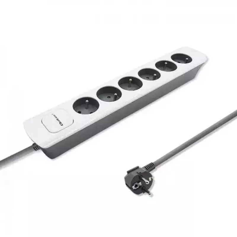 Ciabatta Qoltec 50297, 1,8 m, 6 prese AC per interni, grigio bianco