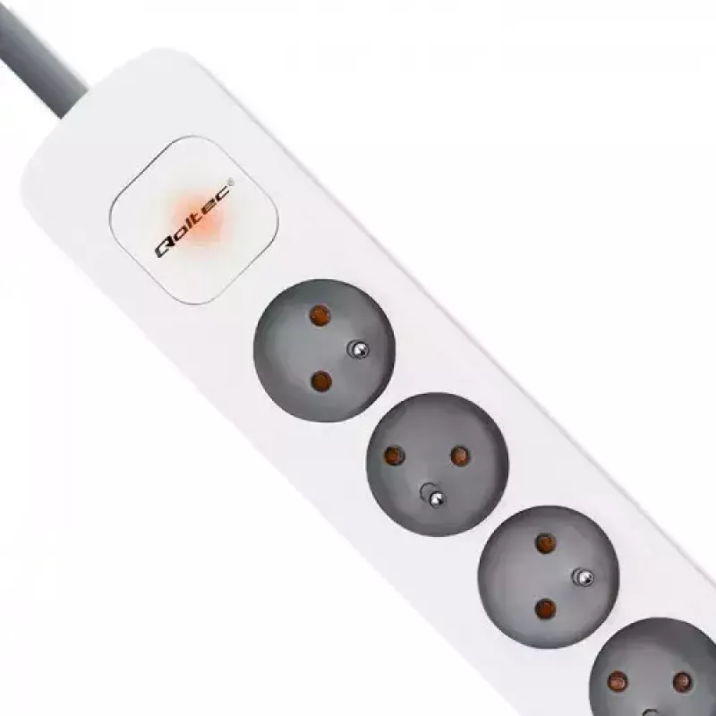 Ciabatta Qoltec 50297, 1,8 m, 6 prese AC per interni, grigio bianco
