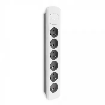 Ciabatta Qoltec 50297, 1,8 m, 6 prese AC per interni, grigio bianco