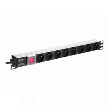 Unità di distribuzione dell'alimentazione NETRACK 125-19-02, 19 pollici 1U, 230 V 16 A, 8 prese, alluminio