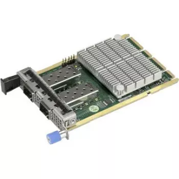 Adattatore di rete Supermicro AOC-A25G-M2SM — interfaccia interna QSFP28, raffreddamento passivo, 15 W, 76×115 mm