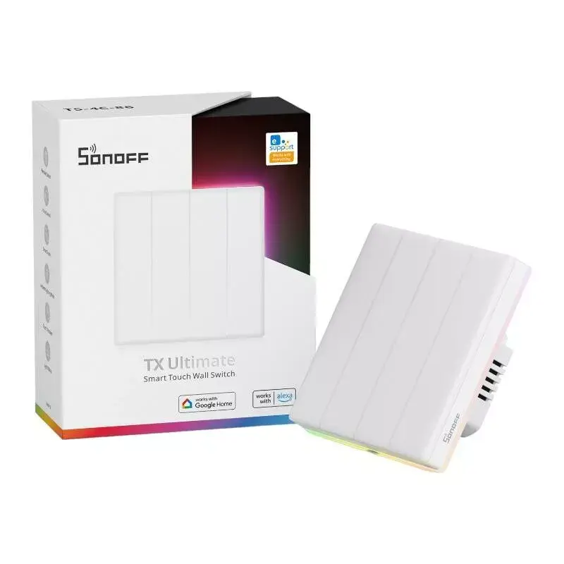 Interruttore smart touch Wi-Fi da parete Sonoff T5 4C 4 canali (T5-4C-86)