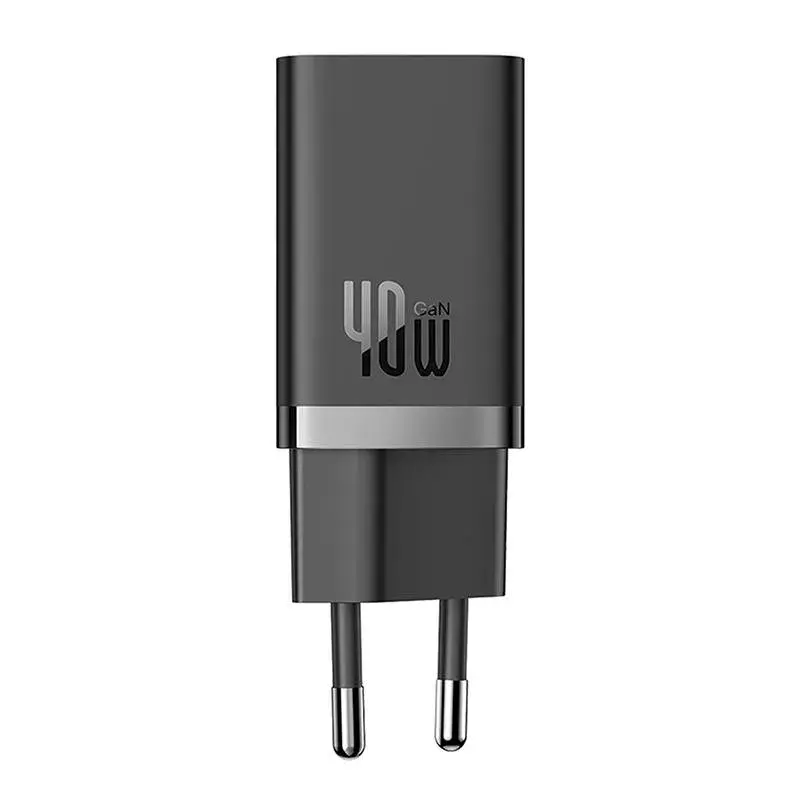 Caricatore da parete Baseus GaN5 40 W, 2x USB-C (nero)