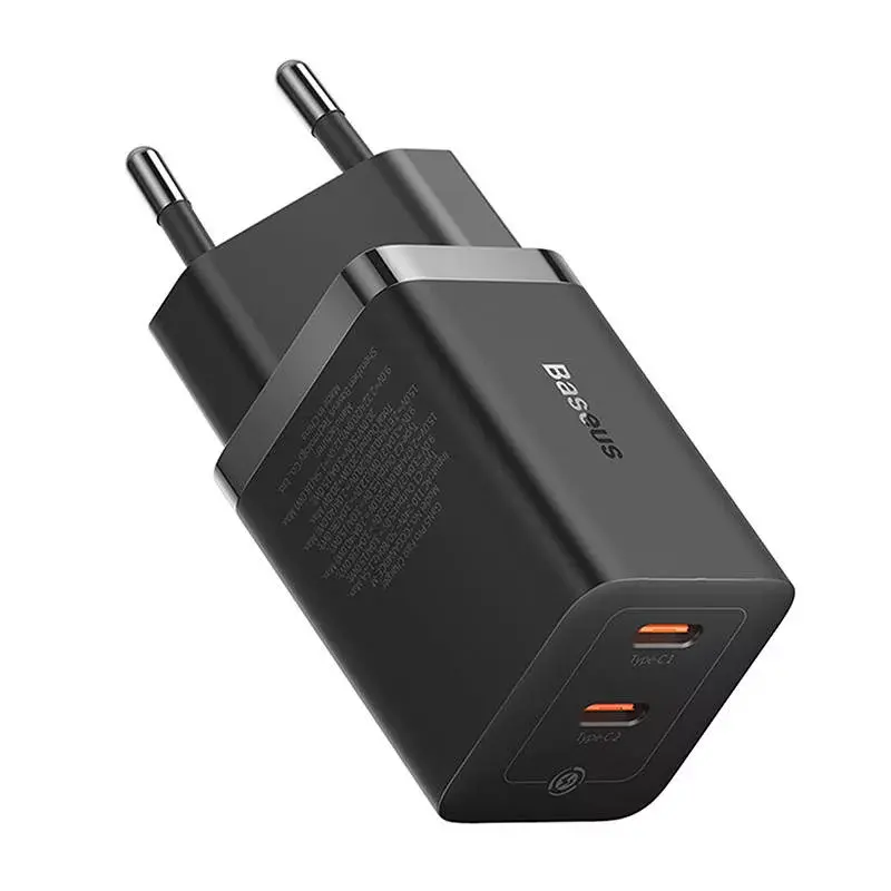 Caricatore da parete Baseus GaN5 40 W, 2x USB-C (nero)