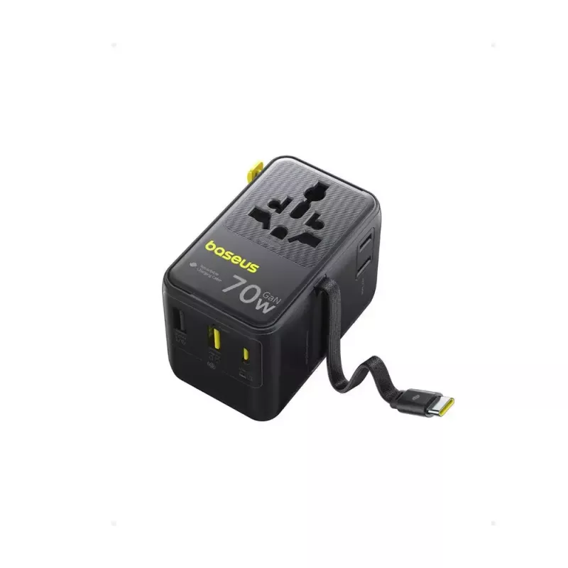 Caricatore Baseus EnerCore CG11 — caricatore rapido AC da interno, 2x USB‑C, cavo 1 m, nero