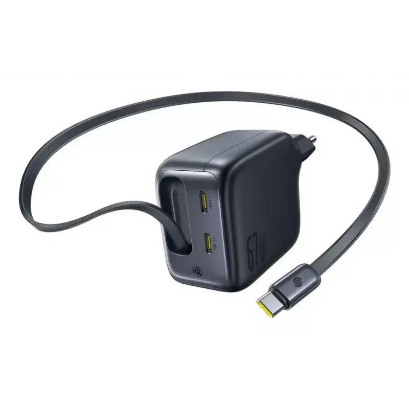 Caricatore Baseus EnerCore CJ11 caricatore rapido 3C 67W — 3× USB-C, ingresso AC, nero