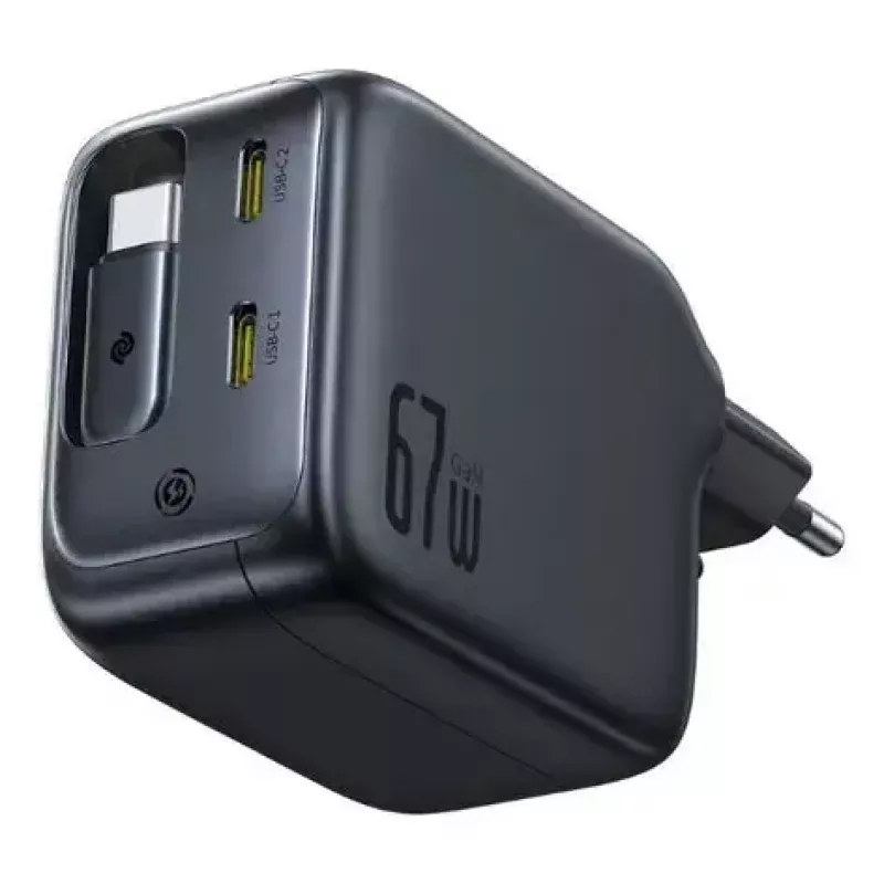 Caricatore Baseus EnerCore CJ11 caricatore rapido 3C 67W — 3× USB-C, ingresso AC, nero
