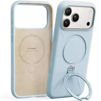 Custodia per cellulare Torras Ostand Spin Softune Series per iPhone 17 Pro in azzurro