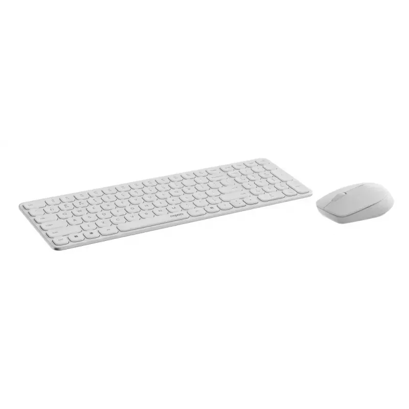 Set tastiera e mouse RAPOO 9310M — tastiera full-size wireless (RF + Bluetooth), bianco, mouse incluso