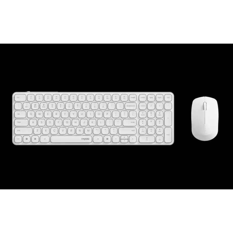 Set tastiera e mouse RAPOO 9310M — tastiera full-size wireless (RF + Bluetooth), bianco, mouse incluso