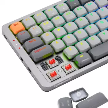 Tastiera meccanica REDRAGON K652GG-RGB-PRO con filo wireless Bluetooth grigio