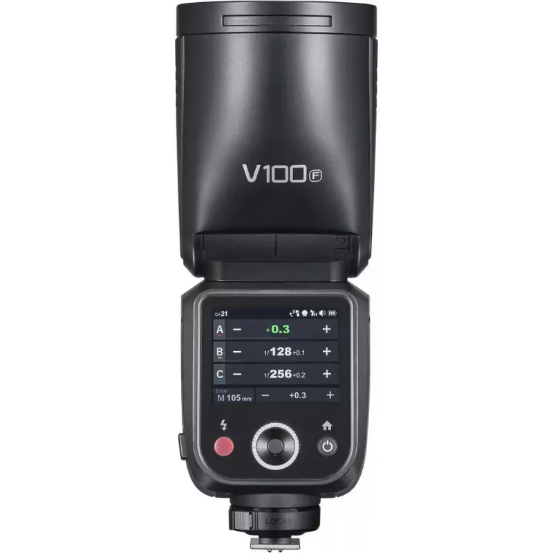 Flash Godox V100-F per Fujifilm — flash on-camera portatile agli ioni di litio