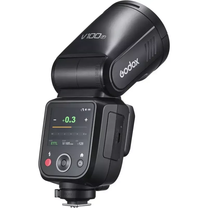 Flash Godox V100-F per Fujifilm — flash on-camera portatile agli ioni di litio
