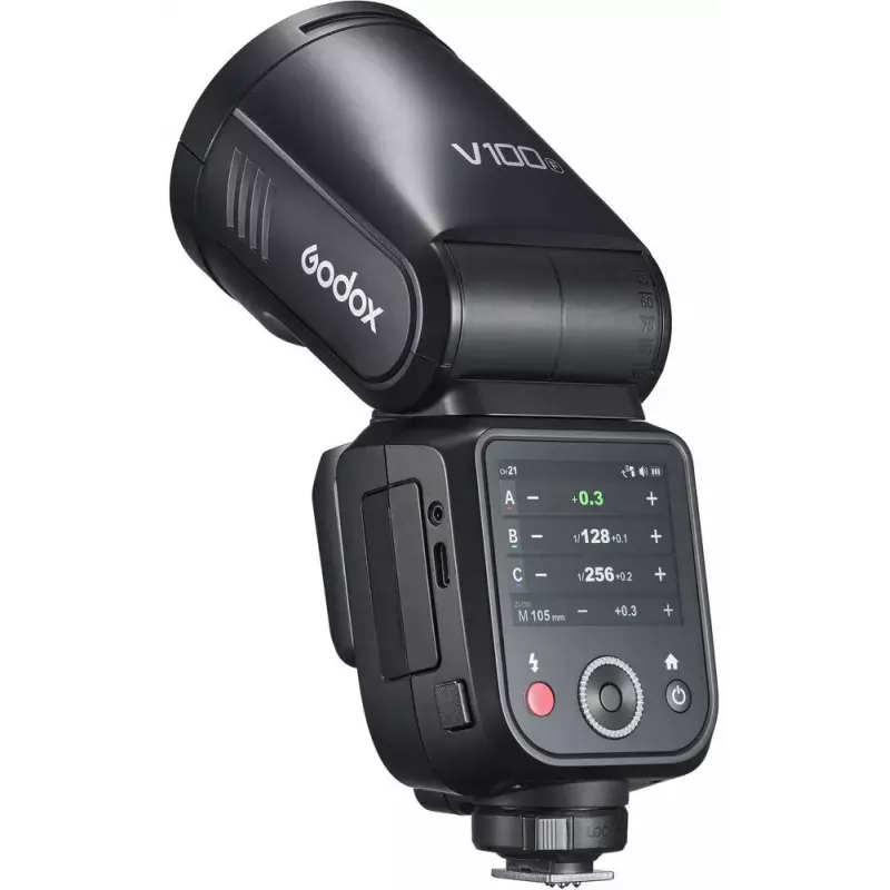 Flash Godox V100-F per Fujifilm — flash on-camera portatile agli ioni di litio