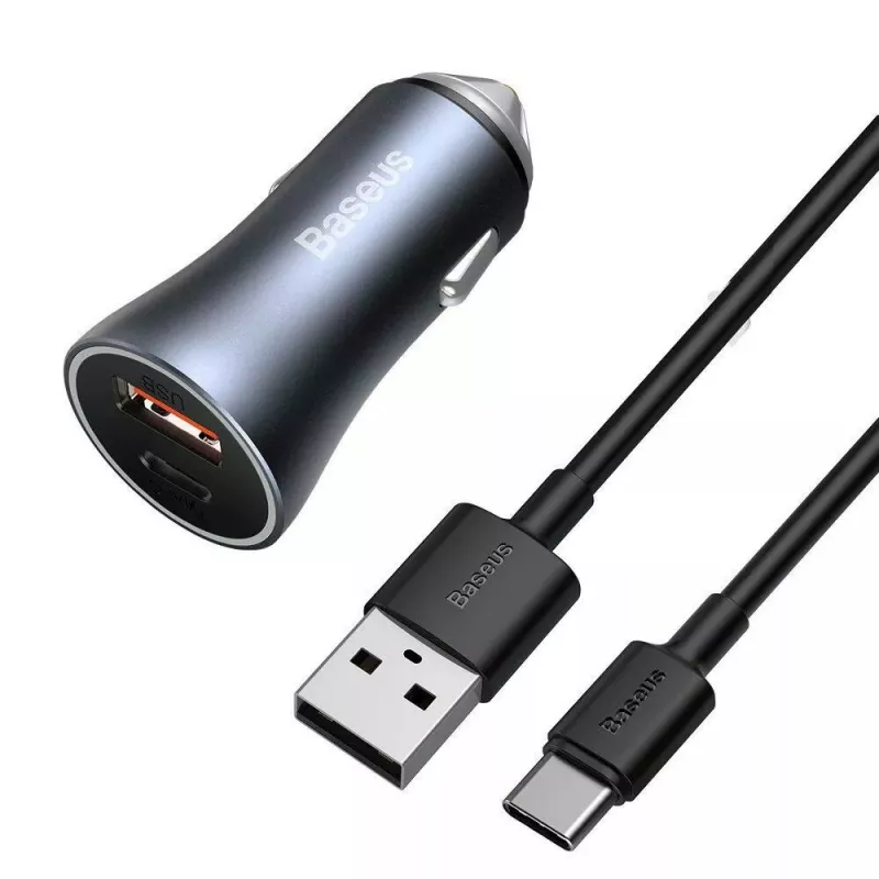 Caricabatterie auto Baseus TZCCJD-0G 40W grigio scuro — alimentatore USB per auto, uscita 40W