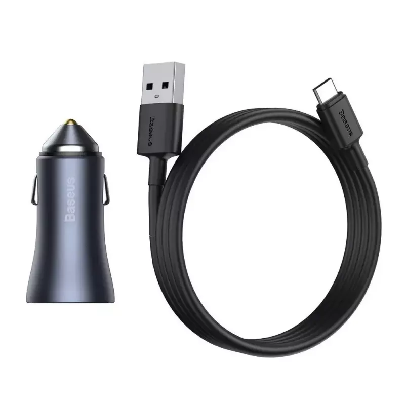Caricabatterie auto Baseus TZCCJD-0G 40W grigio scuro — alimentatore USB per auto, uscita 40W