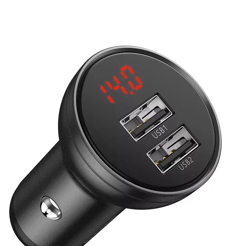 Caricabatterie USB auto Baseus AB2XUSBAKBK — 2× USB 2.0, 4,8 A, alimentazione da accendisigari, nero/grigio