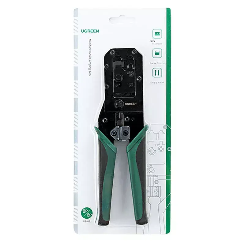 Pinza crimpatrice UGREEN NW136 per cavi Ethernet RJ45/UTP, nero/verde