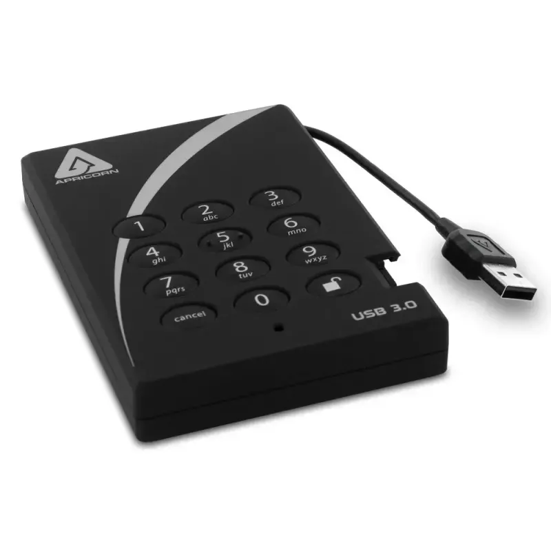 Disco fisso esterno Apricorn 2TB USB 3.2 Gen 1 Aegis Padlock