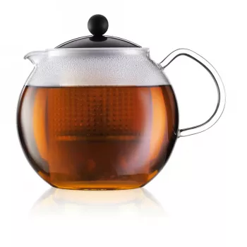 Teiera BODUM Assam Single 500 ml — manico nero, vetro trasparente