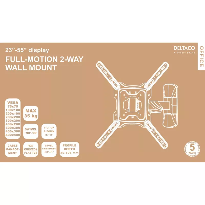 Supporto TV Deltaco ARM-0256 139,7 cm (55 pollici) nero