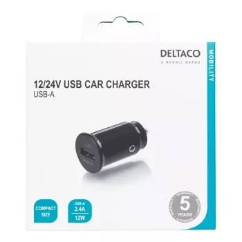Caricabatterie da auto Deltaco USB-CAR123 universale nero