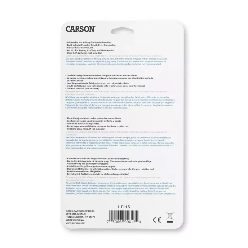 Lente d'ingrandimento Carson LumiCraft 2x, LED, a batteria, nero, 135×23×226 mm