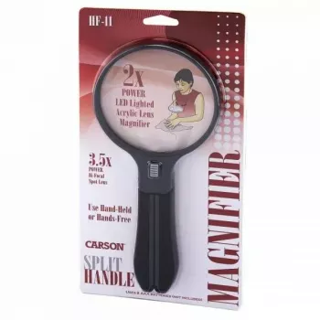 Lente d'ingrandimento Carson Split Handle HF-11 — lente d'ingrandimento 3,5x, nero/trasparente, batteria AAA
